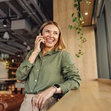Lady speaks on phone