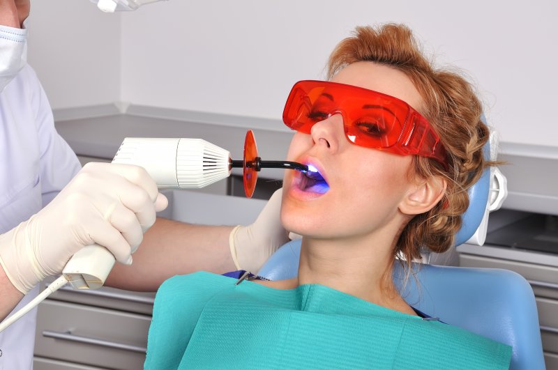 A patient receiving dental fillings in La Porte