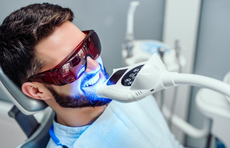 Patient getting whitening treatment